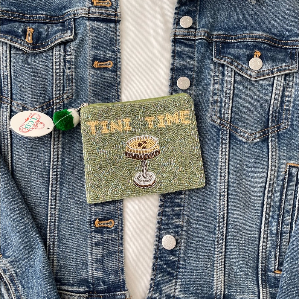 Tiny Time Coin Pouch Seed Bead Coin Pouch Beaded Coin Bag Green Coin Purse 🍸 - Picture 3 of 6